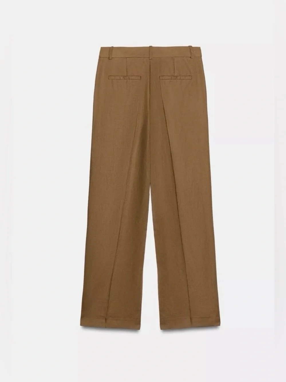 Zara NWT Brown Linen Blend High Rise Straight Leg Tailored Trousers
